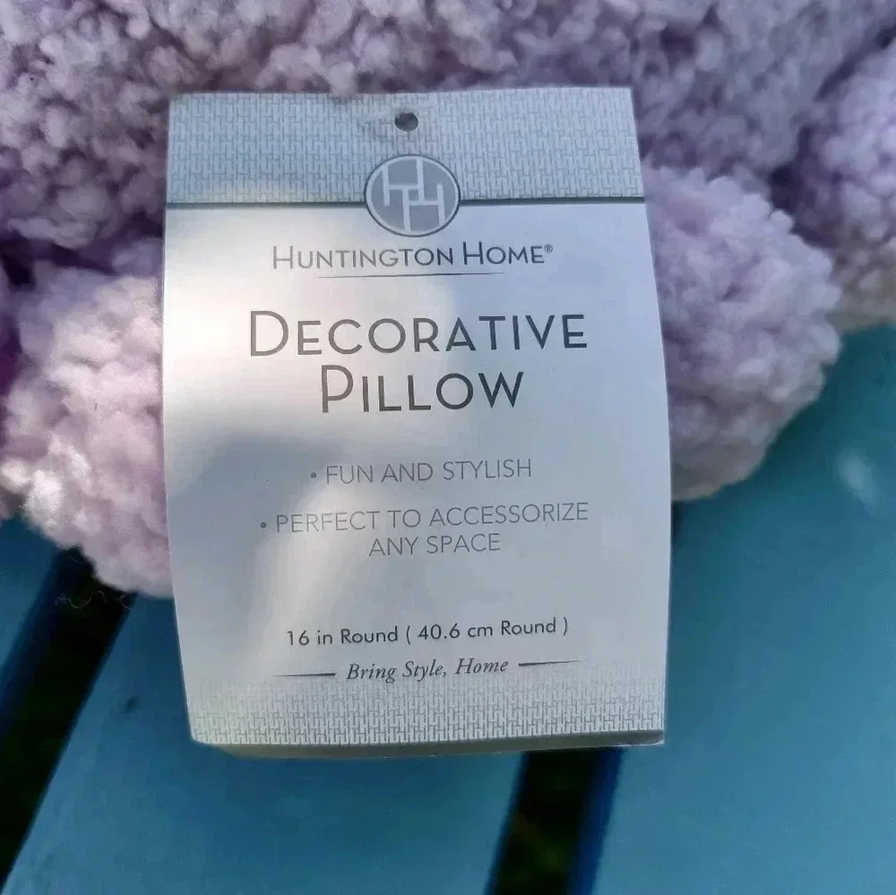 Happy Huntington Home accent pillow decor purple white plush girls room decorat